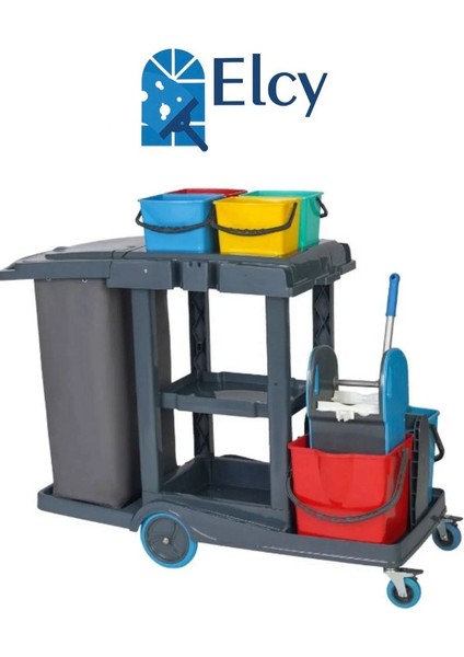 Temizlik Kat Arabası Çift Kovalı Özel Çöp Kovalı Dört Kovalı Brandalı