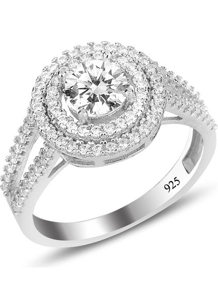 Gümüş Rodyumlu Zirkon Taşlı Pırlanta Montürlü Yuvarlak Üçlü Set SGTL12084RODAJ modelleri