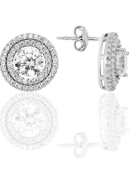 Gümüş Rodyumlu Zirkon Taşlı Pırlanta Montürlü Yuvarlak Üçlü Set SGTL12084RODAJ fırsatları