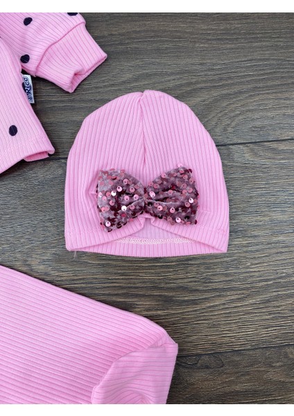 “kız Bebek Puantiyeli 3’lü Takım Şapkalı Pamuklu Tulum 3-6-9 Ay” indirimleri