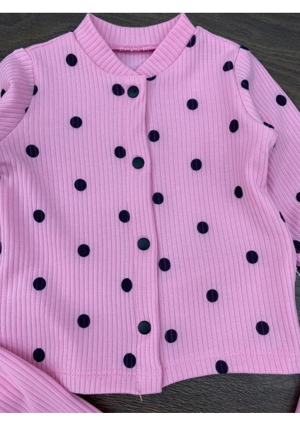 “kız Bebek Puantiyeli 3’lü Takım Şapkalı Pamuklu Tulum 3-6-9 Ay”