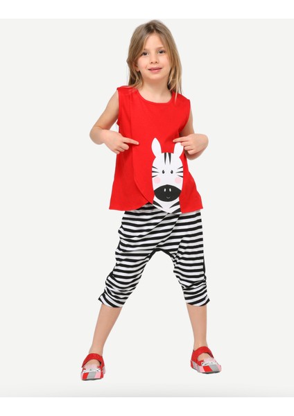 Zebra Çizgili Baggy Kapri Takım indirimleri