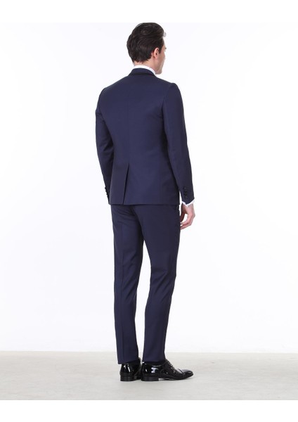 Saks Düz Slim Fit Kruvaze Yaka Dokuma Smokin Takım Elbise fırsatları