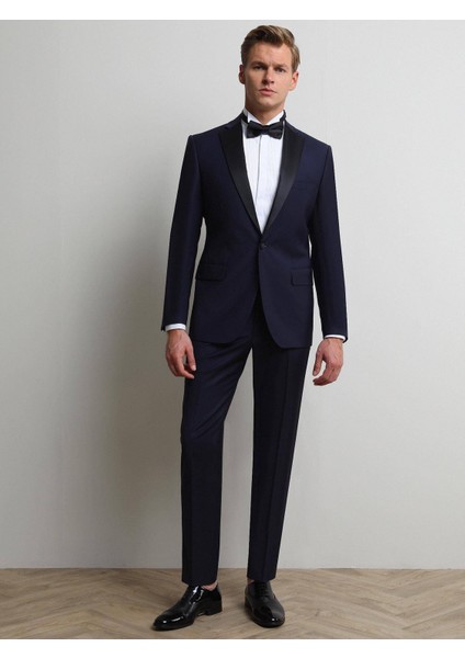 Saks Slim Fit Kelebek Yaka Dokuma Smokin Takım Elbise