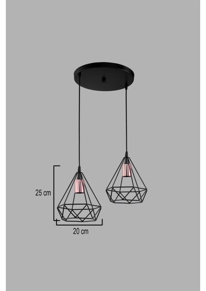 Elmas 2li Siyah Avize Modern Dekoratif Sarkıt Salon Oturma Odası Cafe Hole Mutfak Yatak Odası fiyatları