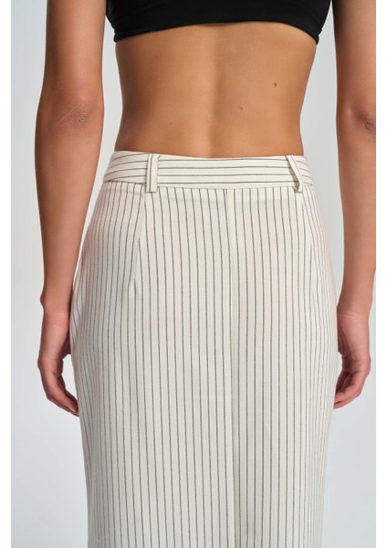 Bruno Çizgili Ekru Etek