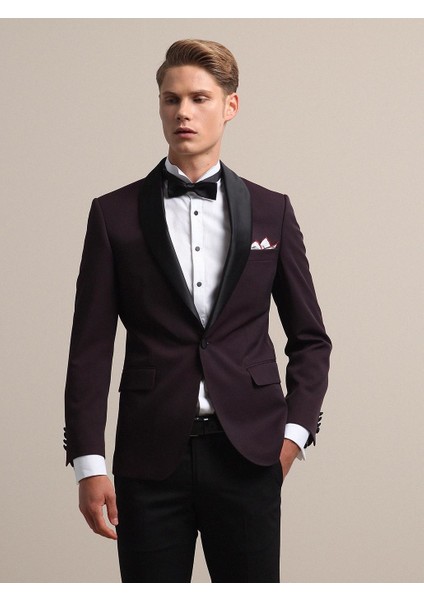 Bordo Slim Fit Şal Yaka Dokuma Smokin Takım Elbise fiyatları