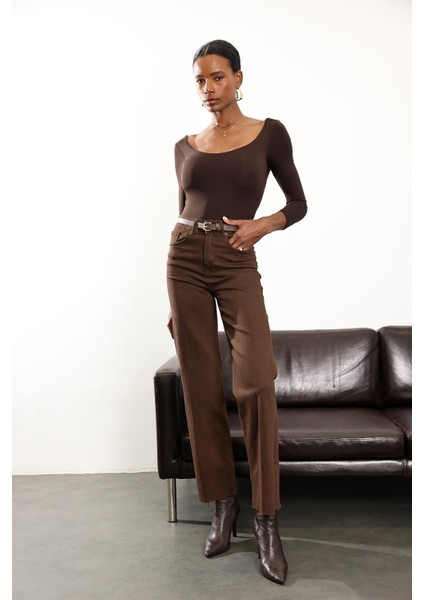 Acı Kahve Yüksek Bel Straight Fit Jean 513-03 fiyatları