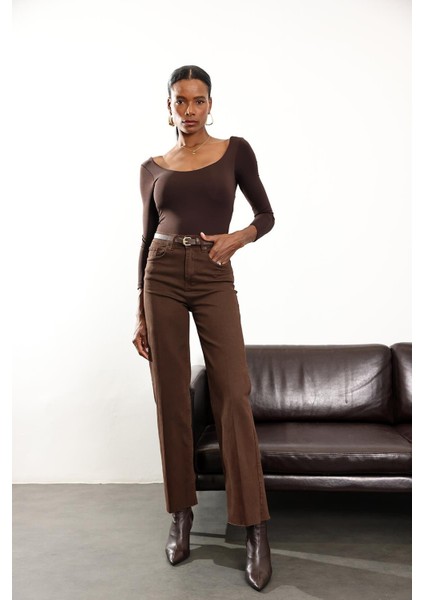 Acı Kahve Yüksek Bel Straight Fit Jean 513-03 modelleri