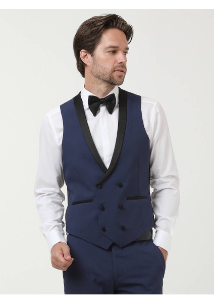 Saks Düz Slim Fit Demonte Yaka Dokuma Y Smokin Takım Elbise