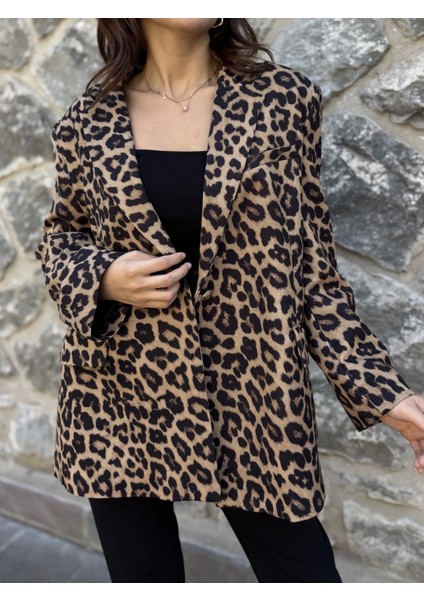 Oversize Astarlı Leopar Ceket fiyatları