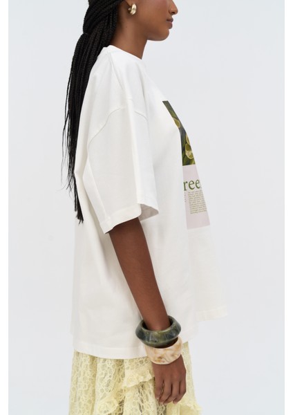 Lime Oversize Beyaz T-Shirt