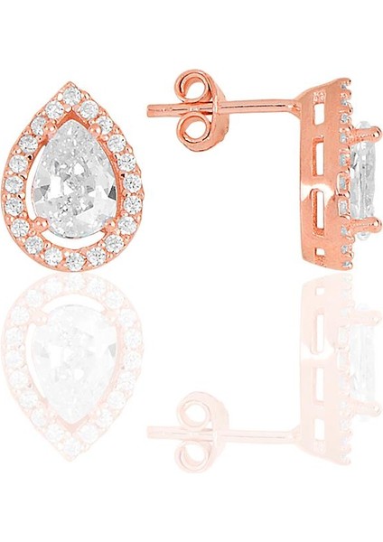 Gümüş Rose Zirkon Taşlı Damla Modeli Üçlü Set SGTL11512BEYAZ fırsatları