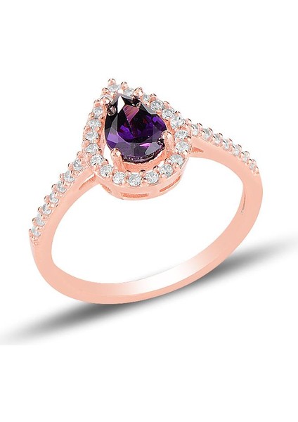 Gümüş Rose Ametis Taşlı Damla Modeli Üçlü Set SGTL11512MOR modelleri