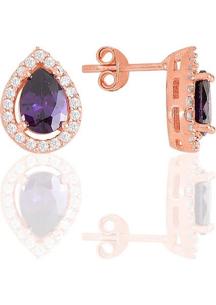 Gümüş Rose Ametis Taşlı Damla Modeli Üçlü Set SGTL11512MOR fırsatları