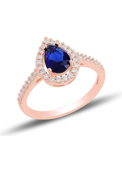 Gümüş Rose Safir Taşlı Damla Modeli Üçlü Set SGTL11512LACIVERT modelleri