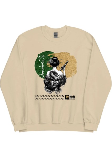 Kadın Sweatshirt - Geisha Savaşçı Desenli. Güçlü ve Şık Tasarım fiyatları