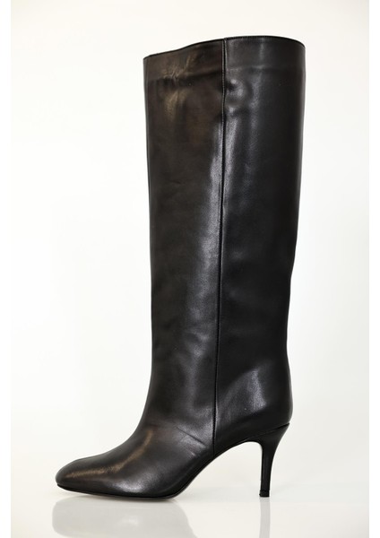 Siyah Topuklu Klasik Çizme 25357