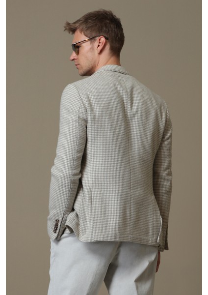 Afel Spor Erkek Blazer Ceket Slim Fit Bej