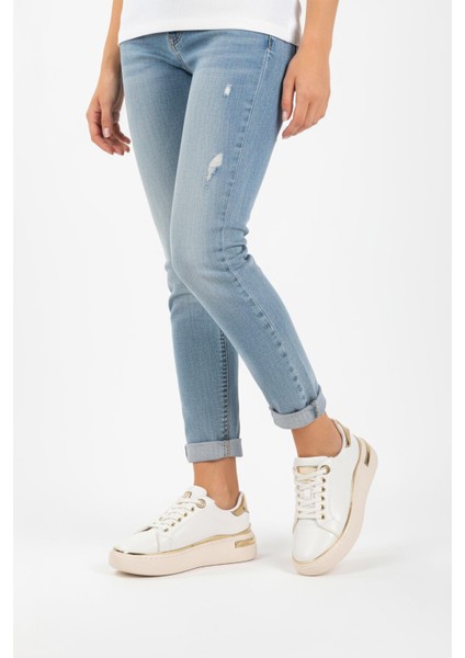 Ayakmod Lady 028 Z Altın Detaylı Beyaz Kadın Sneaker modelleri