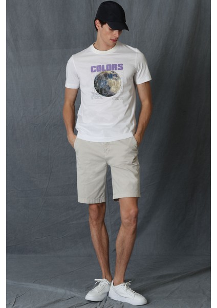 Zegler Spor Erkek Chino Şort Slim Fit Mavi