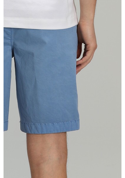 Zegler Spor Erkek Chino Şort Slim Fit Mavi