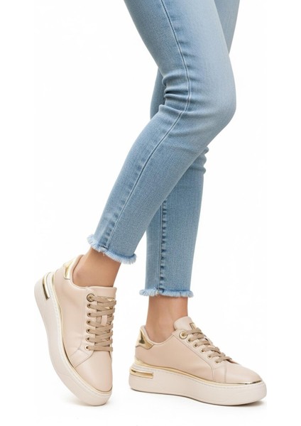 Ayakmod Lady 029 Z Gold Detaylı Bej Kadın Sneaker modelleri