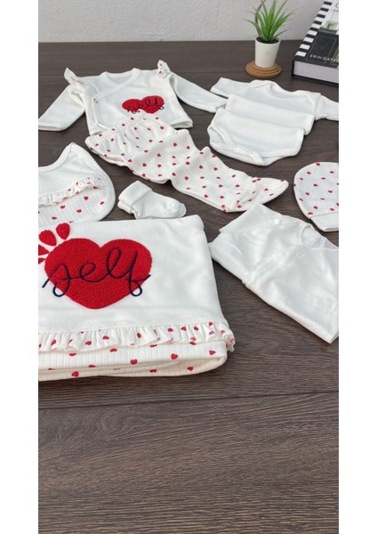 “bebek 10’lu Hastane Çıkışı Seti Kalpli Desenli Pamuklu Yenidoğan Kız Erkek 0-3 Ay” fırsatları