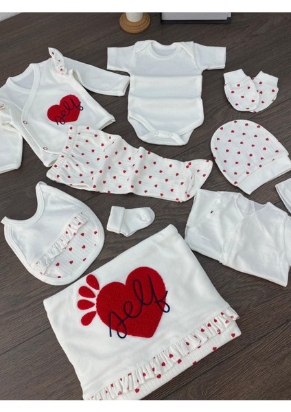 “bebek 10’lu Hastane Çıkışı Seti Kalpli Desenli Pamuklu Yenidoğan Kız Erkek 0-3 Ay” indirimleri