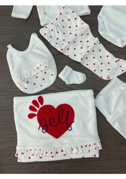 “bebek 10’lu Hastane Çıkışı Seti Kalpli Desenli Pamuklu Yenidoğan Kız Erkek 0-3 Ay”