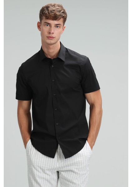 Arus Erkek Smart Gömlek Slim Fit Siyah