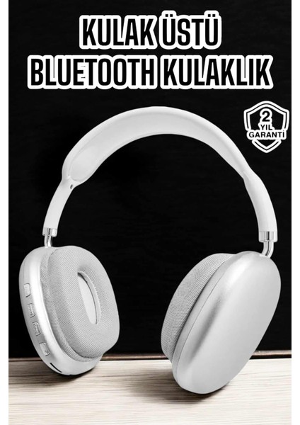 Msa-Shop P9 Plus Kablosuz Kulak Üstü Bluetooth Kulaklık Beyaz Yüksek Ses Kaliteli