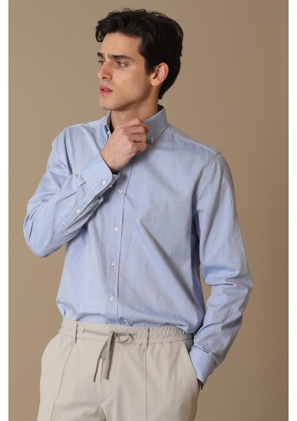 Danıel Erkek Smart Casual Gömlek Comfort Slim Fit Mavi