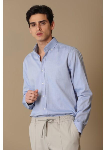 Danıel Erkek Smart Casual Gömlek Comfort Slim Fit Mavi