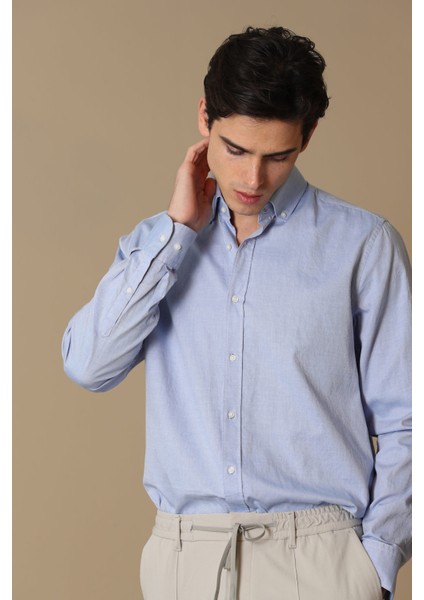 Danıel Erkek Smart Casual Gömlek Comfort Slim Fit Mavi