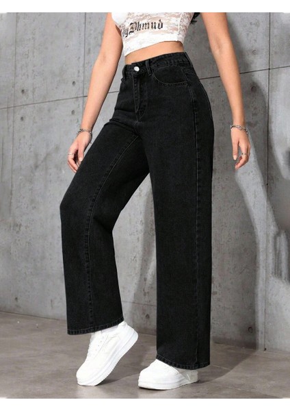 Kadın Baggy Fit Yüksek Bel Denim Jean Yıkamalı Pantolon modelleri