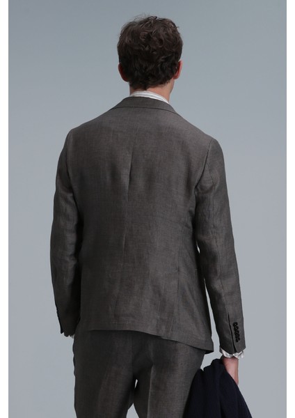 Petro Spor Erkek Blazer Ceket Slim Fit Kahverengi