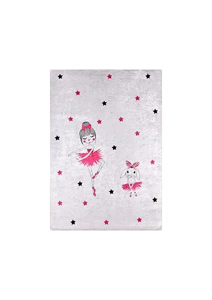 Frutigen Figürlü Gri Pamuk ve Polyester Kaydırmaz Taban Dijital Baskı Çocuk Halısı