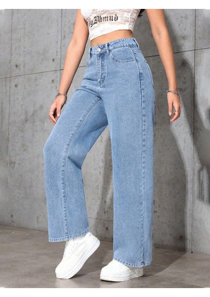 Kadın Baggy Fit Yüksek Bel Denim Jean Yıkamalı Pantolon modelleri