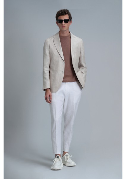 Rolf Spor Erkek Blazer Ceket Slim Fit Bej