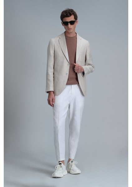 Rolf Spor Erkek Blazer Ceket Slim Fit Bej