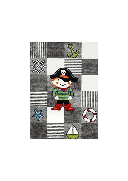 Wiler Figürlü Gri Pamuk ve Polyester Kaydırmaz Taban Dijital Baskı Çocuk Halısı