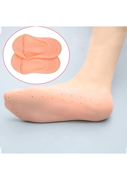 1 Çift Silikon Hava Alır Patik Silikon Ayak -Topuk Koruyucu Nemlendirici