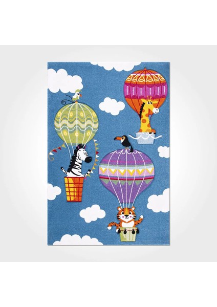 Leuk Figürlü Mavi Pamuk ve Polyester Kaydırmaz Taban Dijital Baskı Çocuk Halısı fiyatları