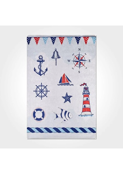 Epinal Figürlü Mavi Pamuk ve Polyester Kaydırmaz Taban Dijital Baskı Çocuk Halısı fiyatları