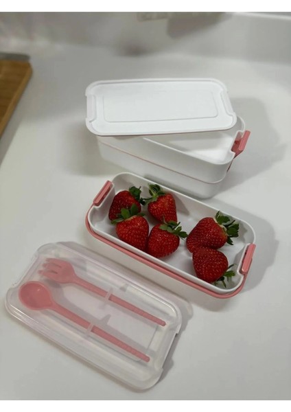 3 Katlı Kulplu Beslenme Kabı Diyet Sefer Tası Saklama Kabı Çatal Kaşıklı indirimleri