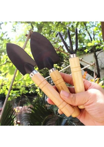 3 Parça Bitki Hobi Seti - Bahçe Saksı Sukulent Bakım Çapa-Tırmık-Kürek modelleri