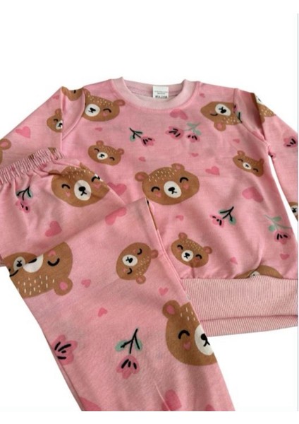 Kız Çocuk Pembe Ayıcık Baskılı %100 Pamuk Mevsimlik Takımı fiyatları