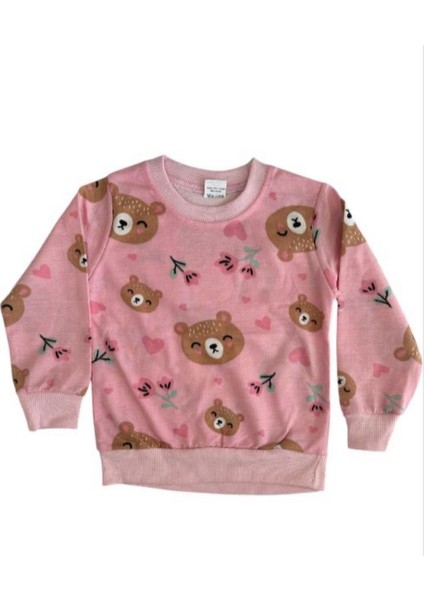 Kız Çocuk Pembe Ayıcık Baskılı %100 Pamuk Mevsimlik Takımı fırsatları