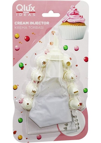 Qlux L-00172 Avantage 10PCS Krema Torbası - Süsleme Başlık Seti 1-Beyaz Torba - 9-Krem Beyazı Plastik Başlık (5313)